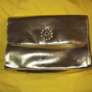 $17 NEW FAUX LEATHER GOLD CLUTCH